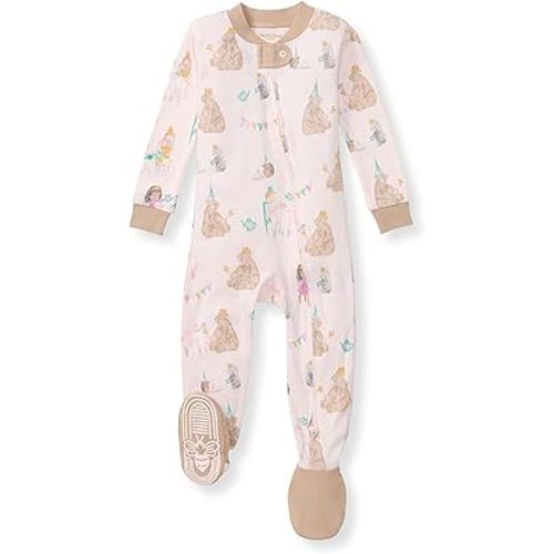 Burt's Bees Baby Girls' Pajamas, Zip Front Non-slip Footed Pjs, 100% Organic Cotton and Toddler Sleepers