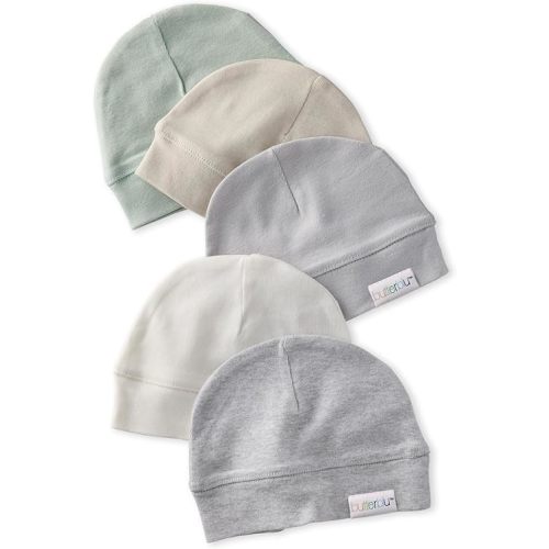 Charlie 5-Pack Caps 100% Organic Cotton Beanie Hats for Newborn and Baby Girls, Boys, Unisex​