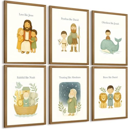 Christian Wall Art Decor Bible Verse Canvas Poster Kids Room Wall Decor Children Nursery Prints Jesus Scripture Pictures Inspirational Quotes Painting Artwork for Classroom Bedroom 8x10x6 Inch Framed