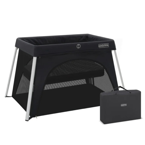 HARPPA Portable Travel Crib, Foldable Baby Playard Lightweight Playpen with Mattress, Black