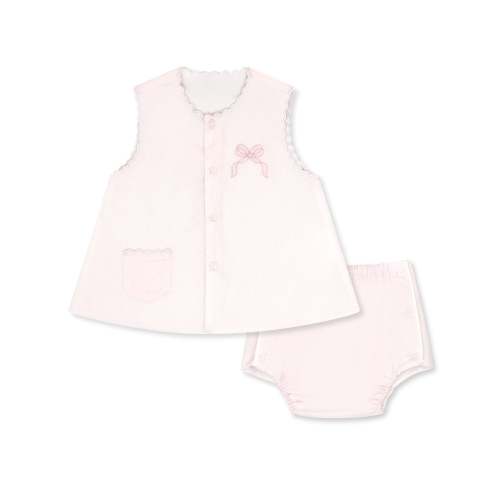 Pink Bow Embroidery Maria Diaper Set