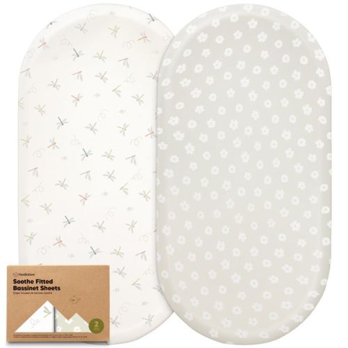 KeaBabies Organic Bassinet Sheet for Baby Girls, Boys, 2-Pack Soothe Bassinet Fitted Sheets, Bedside Bassinet Mattress Sheet, Color: Meadow