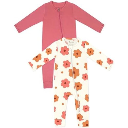 Jimonda Baby Romper Boys Girls Bamboo Pajamas 2-Way Zipper Footless Unisex Long Sleeve Sleepers Sleep and Play 0-24 Months