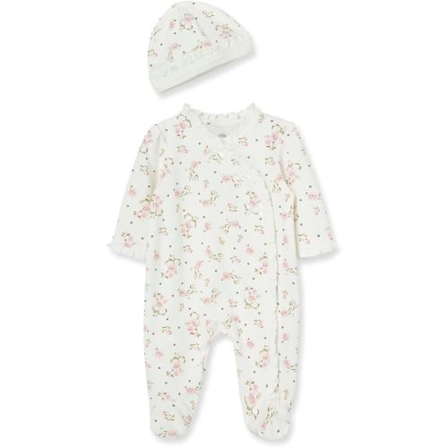 Little Me Baby Clothes & Outfits - Girls One Piece Hat & Footed Sleeper Pajamas - 9 Months, Pink Floral