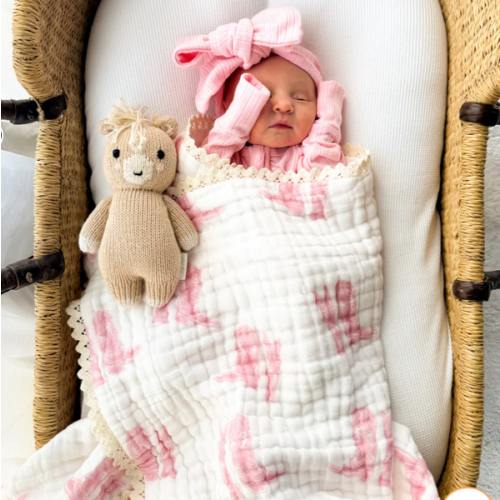 Gauze Lace Blanket | Pink Cowgirl Boots – Little and Fern