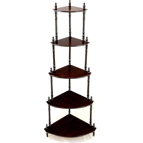 Frenchi Home Furnishing 5-Tier Corner Stand, Mahogany