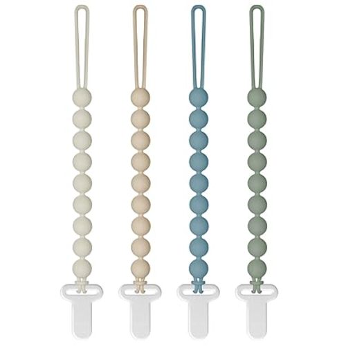 Pacifier Clips Silicone, 4-Pack Pacifier Holder Clip with Stylish Round Design, 100% Food Grade Silicone, Safe Essentials for Newborns Baby Boys and Girls