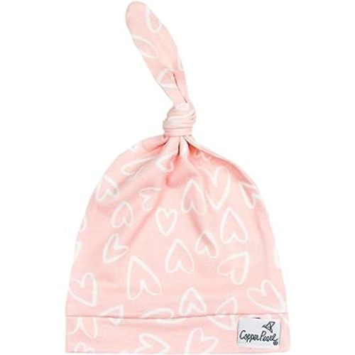 Copper Pearl Baby Beanie Hat Top Knot Stretchy Soft
