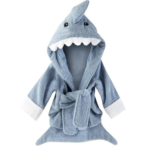 Baby Aspen Baby Shark Hooded Towel/Newborn Spa Bath Robe, Baby Beach Towel | Baby Bath Towel