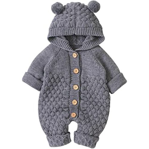 DovFanny Newborn Baby Knitted Sweater Romper Jumpsuit Girls Boys Baby Clothes Unisex Long Sleeve Bodysuit Snowsuit