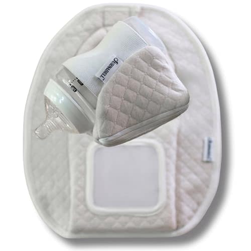 Furnabell Adjustable Baby Bib with Bottle Holder, Hands-Free Feeding, Bottle Holder for Baby (Light Gray)