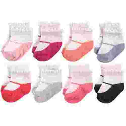Hudson Baby Infant Girl Cotton Rich Newborn and Terry Socks, Mary Jane, 0-6 Months