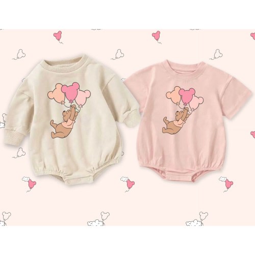 WTP Bear Pink, Sweatshirt Bubble, Tshirt Romper, Tees, Baby, Toddler, Matching