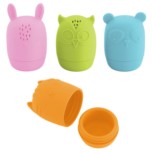 Infantino Clean Bath Silicone Squirters, for Babies 6-12 Months, Multicolor, 4-Pack