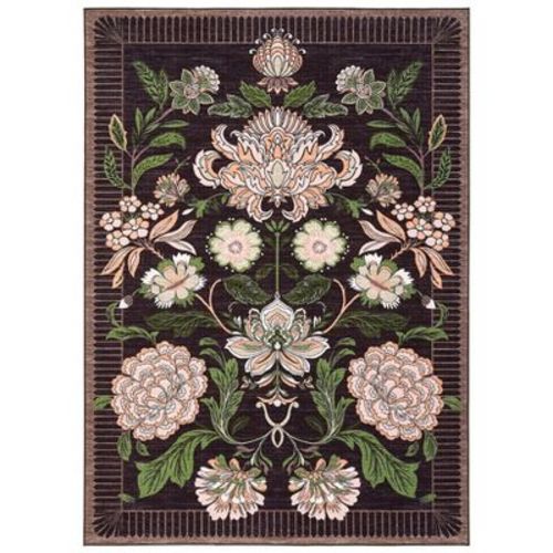 Washable Botanical Floral Print Living Room Rugs Retro Accent Vintage Throw Carpet for Bedroom Dining Room