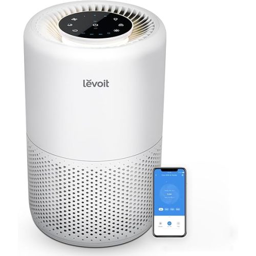 LEVOIT Air Purifier for Home Bedroom, Smart WiFi Alexa Control, Covers up to 916 ft², 3-in-1 Filter with HEPA Sleep Mode for Allergies, Pollutants, Smoke, Dust, 27dB Quiet, Core 200S-P, White