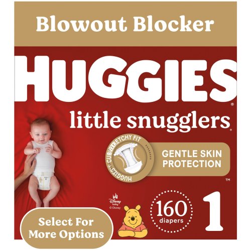 Huggies Little Snugglers Baby Diapers, Size 1 (8-14 lbs), 160 Ct (Select for More)