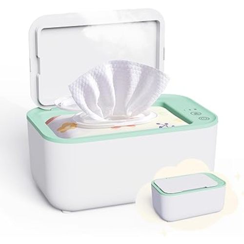 Baby Wipe Warmer and Baby Wet Wipes Dispenser: Wipes Warmer for Newborn Baby Evenly Overall Heated | Portable Wipe Warmer Large Capacity Diaper Warmer Wipes for Baby | Wipe Dispenser Nursery (Green)