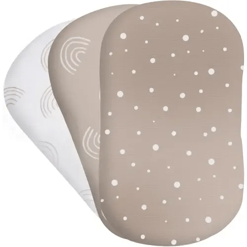 Bear’s Little Fish 100% Organic Cotton Baby Bassinet Sheets - Soft Fitted Crib Sheets for Hourglass Rectangular Oval Bassinet Mattress Pad Basket For Bedside - 3-Pack