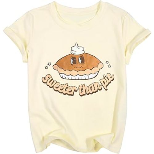 Toddler Baby Girl Boy Thanksgiving Shirts Sweeter Than Pie T Shirt Kids Fall Autumn Short Sleeve Tee Tops
