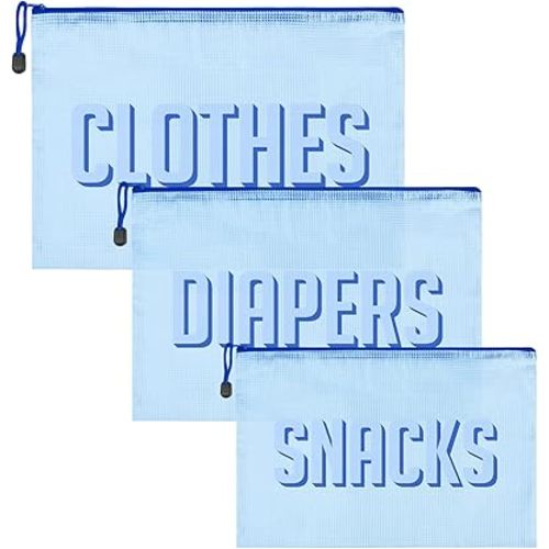 3pcs Hospital Bag Organizing Pouches for Labor and Delivery, Maternity Essentials Diaper Bag Organizer for Mom Travel (Blue, Large)