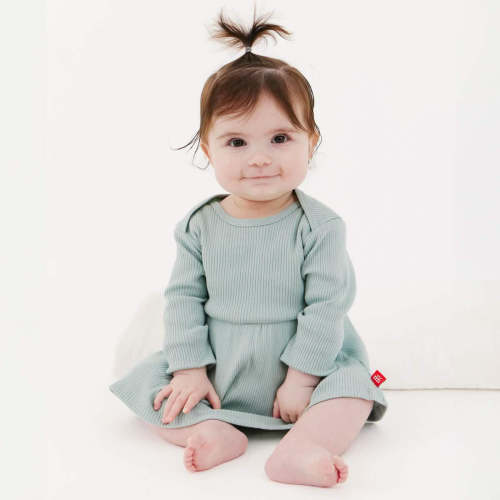 mist ribbed cotton magnetic bodysuit dress – Magnetic Me