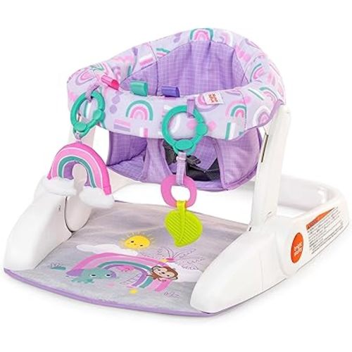 Bright Starts Learn-to-Sit 2-Position Baby Floor Seat with Toys, Unisex, 4-12 Months, Purple Paradise