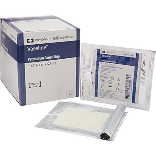 Vaseline Petrolatum Gauze Strip Dressing - 3" x 9", Box of 50 - Covidien