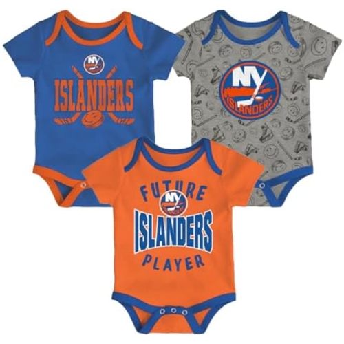 Outerstuff New York Islanders 3-Pack Full Strength Team Logo Newborn/Infant Baby Bodysuit Onesie