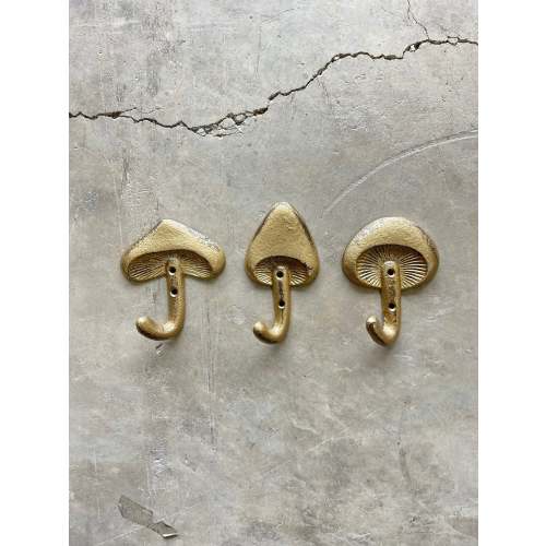 Golden 3 Piece Mushroom Hook Set, Farmhouse Hooks, Coat Hook, Entry Way Hook, Towel Hook