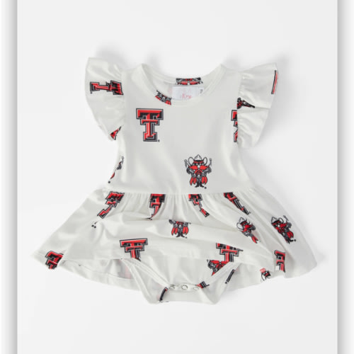 Texas Tech White Raider Red Flutter Twirl Bodysuit | Mila & Rose