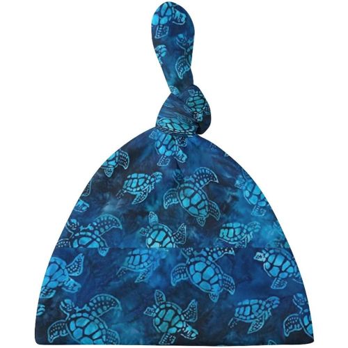 Sea Turtle Baby Newborn Hat Set Top Knot Beanie Soft Baby Hat