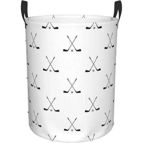 Crossed Golf Clubs Laundry Basket Waterproof Foldable Laundry Hamper with Durable Handle Round Dirty Clothes Storage Basket for Bathroom Bedroom Home