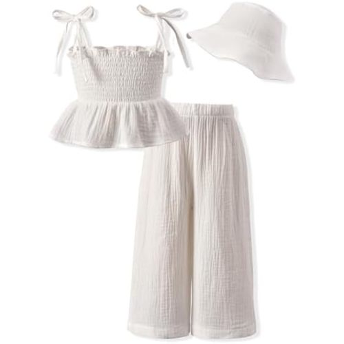Aalizzwell Toddler Girls Summer Outfit with Hat 1-5 Years