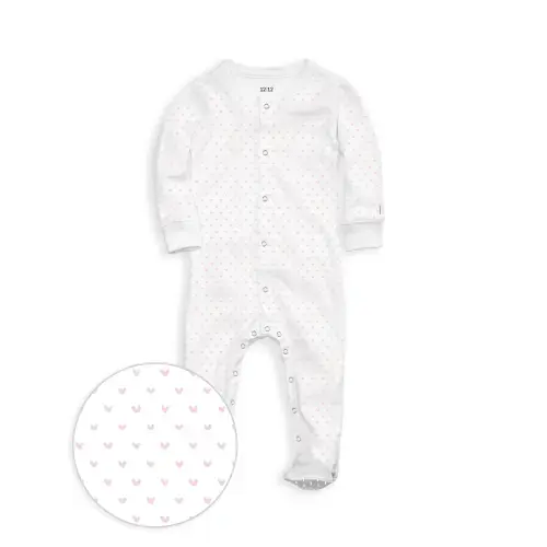 12|12 Baby The Organic Snap Footie [Newborn, Pink Tiny Hearts]