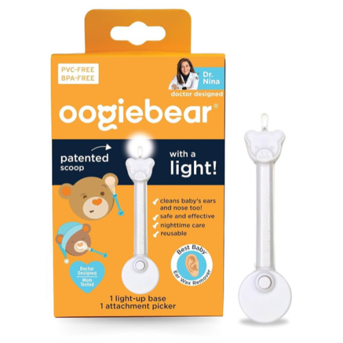 oogiebear Brite - Baby Nose Cleaner and Ear Wax Removal Tool. Baby Gadget with Nighttime LED Light. Safe Snot Booger Picker for Newborns, Infants & Toddlers