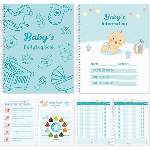 Pasimy Baby Daily Log Book for Newborns Baby Feeding Track Log Journal and Monitor Nursing Tracker, Sleep, Diaper, Activities Schedule Planner for Nanny New Parents Gift, 8.5 x 11''