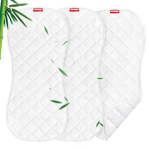 Moonsea Quilted Thicker Changing Pad Liner 3 Pack Waterproof, Fit for Changing Pad Liners Non-Slip Back Design Reusable Pads Machine Washable, White - 12.5"x 29" (Pack of 3)