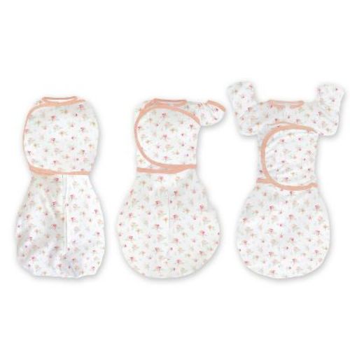 SwaddleDesigns Baby Girl Omni Swaddle Sack with Wrap, Arms Up Elbow Length Sleeve with Mitten Cuffs - Peachy Pink Floral 0-3m