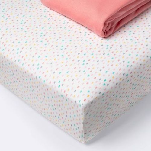 Fitted Jersey Crib Sheet - Cloud Island™ Confetti/coral 2pk