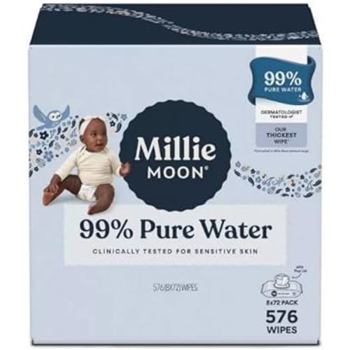 Millie Moon 99% Pure Water Baby Wipe, 576ct
