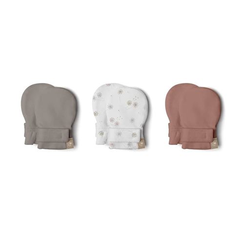 goumikids 3 Pack Stay-On Mitts Pewter, Dandilion and High Prairie, 0-3 Months