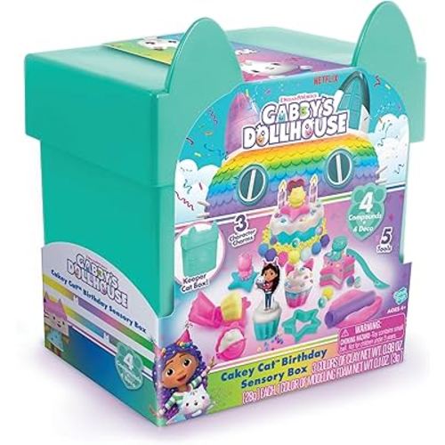 Gabby’s Dollhouse ™ Large Cakey Cat™ Birthday Sensory Box! Get Ready for a paw-Some Party by Sculpting Pretend Party Treats! Age 4+