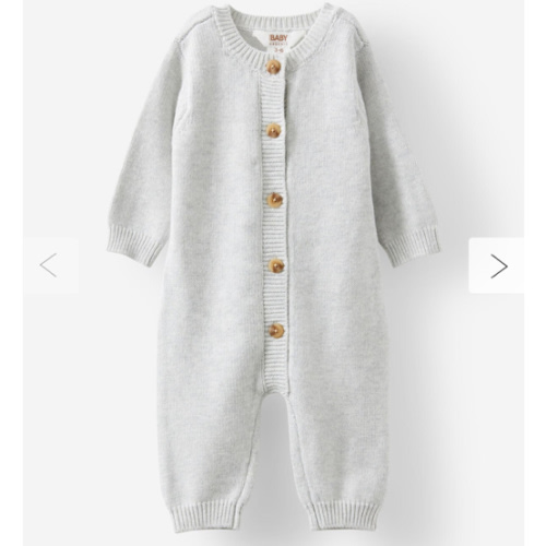 Organic Knit Long Sleeve All In One- Cloud Marle