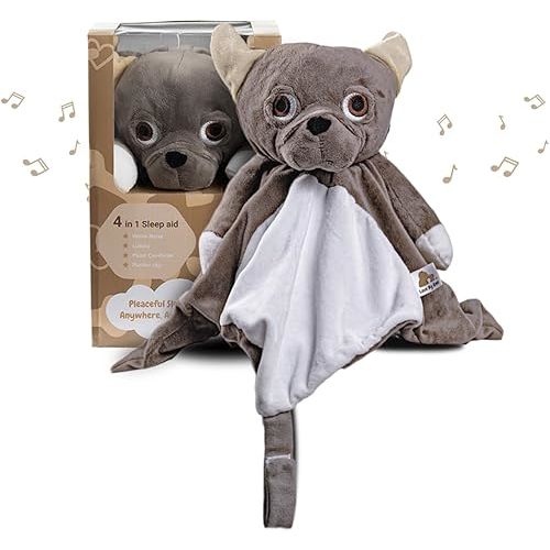 Musical Baby Lovey French Bulldog - White Noise & Lullaby Plush - Calms Fussy Babies, Reduces Night Wakeups & Helps Toddlers Sleep Longer – Sleep Aid - BPA-Free, Machine Washable, Newborn Gift