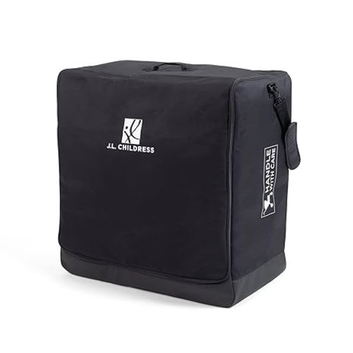 J.L. Childress Universal Stroller Travel Bag for Airplane - Fits Most Baby Strollers, Flying Essentials, Airport Accessories for Gate or Luggage Check, ID Card, AirTag Compatible - Small, Padded