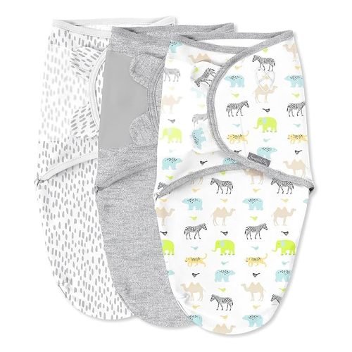 SwaddleMe by Ingenuity Original Swaddle - Size Small/Medium, 0-3 Months, 3-Pack (Lil Wild One)