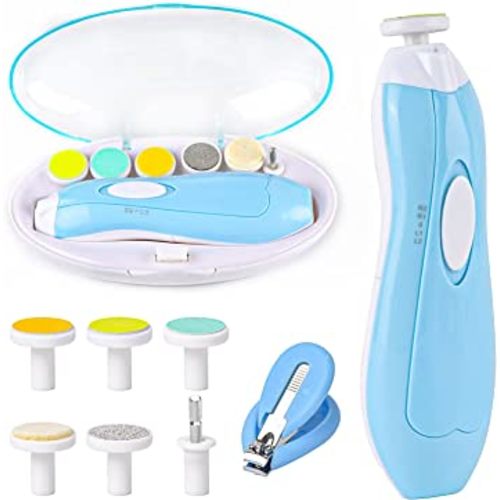 Lupantte Baby Nail Filer and Baby Nail Clippers with Light Set, Electric Infant Nail Trimmer Kit, Safe Baby Grooming Kit, for Newborn Toddler Kids Toes and Fingernails, Polish and Trim