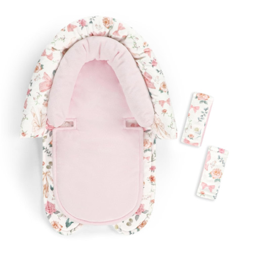 Baby Car Seat Head Support for Newborn, GFU 2 in 1 Infant Car Seat Head Body Support with Strap Pads, Soft Stroller Cushion Pillow Insert for Girls, Fits for Stroller, Swing, Pink Floral