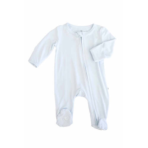 Baby Blue Bamboo Zipper Footie | Caden Lane